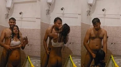 Desi young lover’s bathroom sex mms