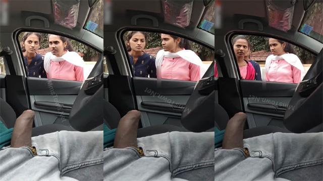 Horny Guy Showing Cock To College Girls Car Window